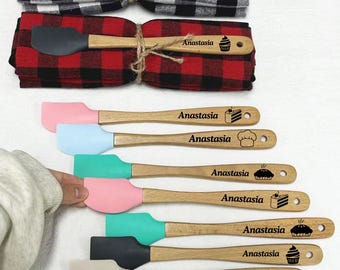 Custom Silicone Spatula,Spatula Personalized,Laser Engraved Mini Spatula,Personalized Baking Utensils,Cooking Christmas Party, Bakers Gift