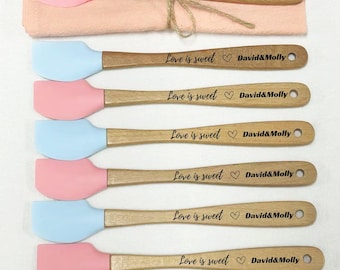 Wedding favors for guests in bulk, Spatula Personalized,Mini Spatula,Cotton Dishtowel,Personalized Baking Utensils,Bridal shower favors