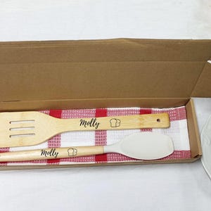 Wooden Cooking Spatulas,Kitchen Set,Cotton Dishtowel,Personalized Baking Utensils,Kitchen Gifts,Personalized Kitchen Gift