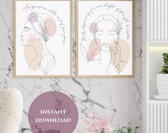 Female Strength & Wisdom Quote, Pink minimalist wall art, Positive Menopause mindset, Perimenopause mindfulness, Coach office decor