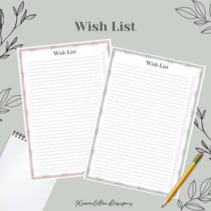 Lista de deseos imprimible / Organiza tu vida con diseños inspirados en la naturaleza / Descarga digital / PDF rellenable