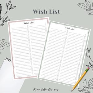 Lista de deseos imprimible / Organiza tu vida con diseños inspirados en la naturaleza / Descarga digital / PDF rellenable