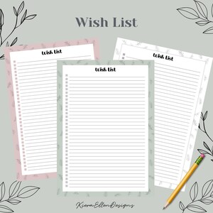 Lista de deseos imprimible / Organiza tu vida con diseños inspirados en la naturaleza / Descarga digital / PDF