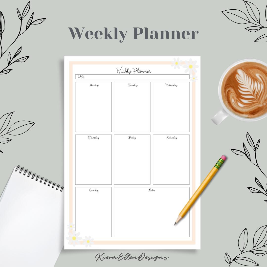 Pastel Daisy Weekly Planner Printable | Floral Organizer (PDF) - Etsy