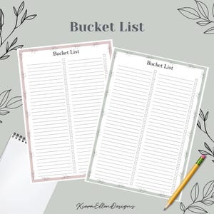 Lista de deseos imprimible / Organízala con diseños inspirados en la naturaleza / Diseño botánico simple con hojas