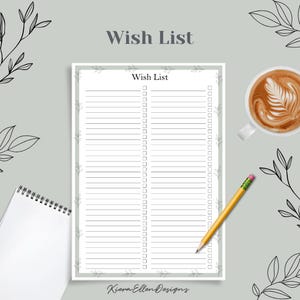 Lista de deseos ecológica imprimible / Organice su vida con diseños inspirados en la naturaleza / Descarga digital / PDF rellenable