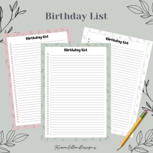 Lista de cumpleaños imprimible / Organiza tu vida con diseños inspirados en la naturaleza / Descarga digital / PDF