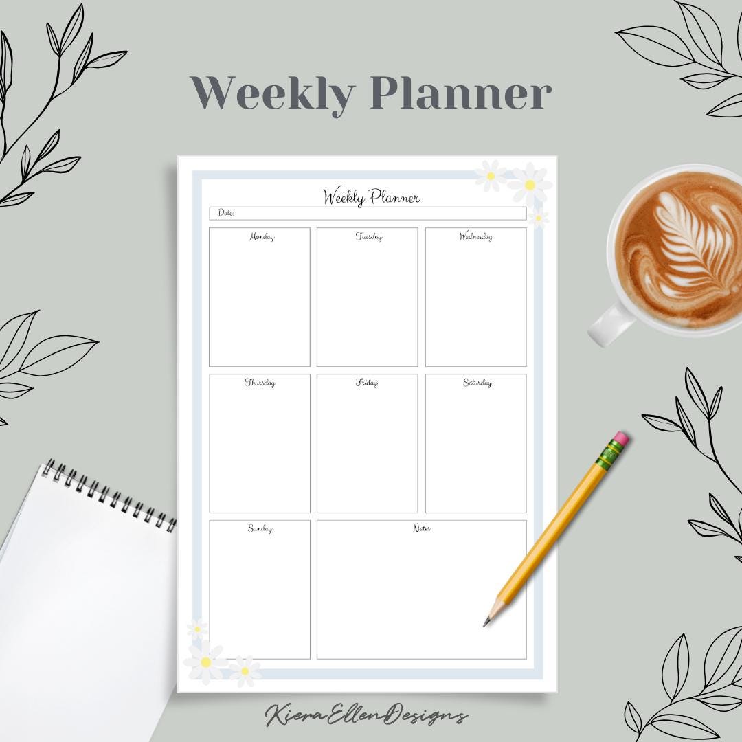Pastel Daisy Weekly Planner Printable | Floral Organizer (PDF) - Etsy