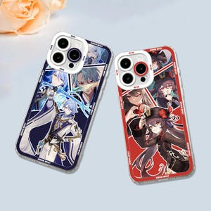Genshin Auswirkungen Kunst Telefon Fall für iphone 16 15 14 13 Pro Max,Samsung S24 S23 S22 S21 Ultra S20 Fe,Hu tao,Kaedehara Kazuha,Keqing,Kaeya