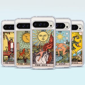 Custodia per telefono con carte dei tarocchi, custodia per tarocchi per Google Pixel 6Pro 6A 7Pro 7A 8Pro 5G 9Pro 9Pro XL, regalo, il sole, la luna, la stella, il giudizio, gli amanti