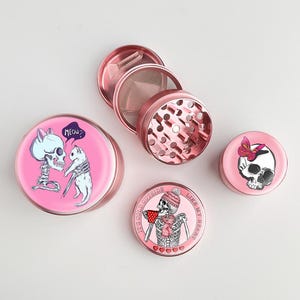 Cute pink grinder skull herb grinder girly grinder metal grinder gift for her