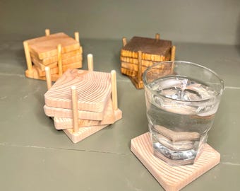 Dessous de verre en bois rustiques Dessous de verre carrés Dessous de verre pour réchauffer la maison Dessous de verre en bois Dessous de verre fait main Dessous de verre en bois décoratifs