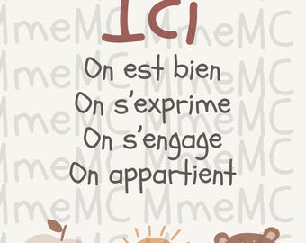Cartel para la sala de clases en francés