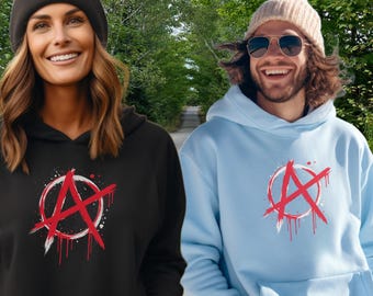 Anarchy Symbol T-Shirt: Red Paint Splatter, Edgy Grunge, Bold Graphic Tee Hoodie