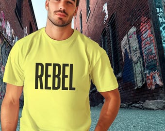 Rebel Graphic T-Shirt: Bold Text, Minimalist Style, Streetwear Tee and Hoodie