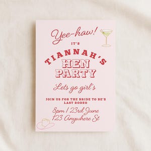 Cowgirl Hen Party Invitation, Yeehaw Bachelorette Party Invite, Last Rodeo Bridal Shower Printable, Western Theme Digital Download