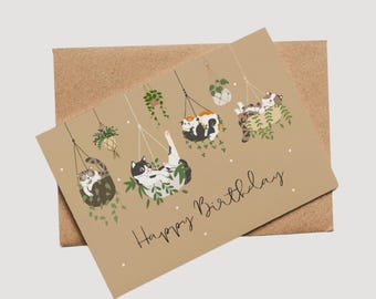 Katzen In Körben Geburtstagskarte | Alles Gute zum Geburtstag Karte | Katzenliebhaber