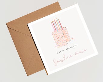 Custom Birthday Card | Cake Birthday Card | Card For Her