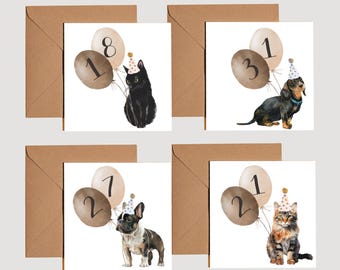 Cat And Dog Birthday Card | Customisable Card | Birthday Card For Cat And Dog Lovers