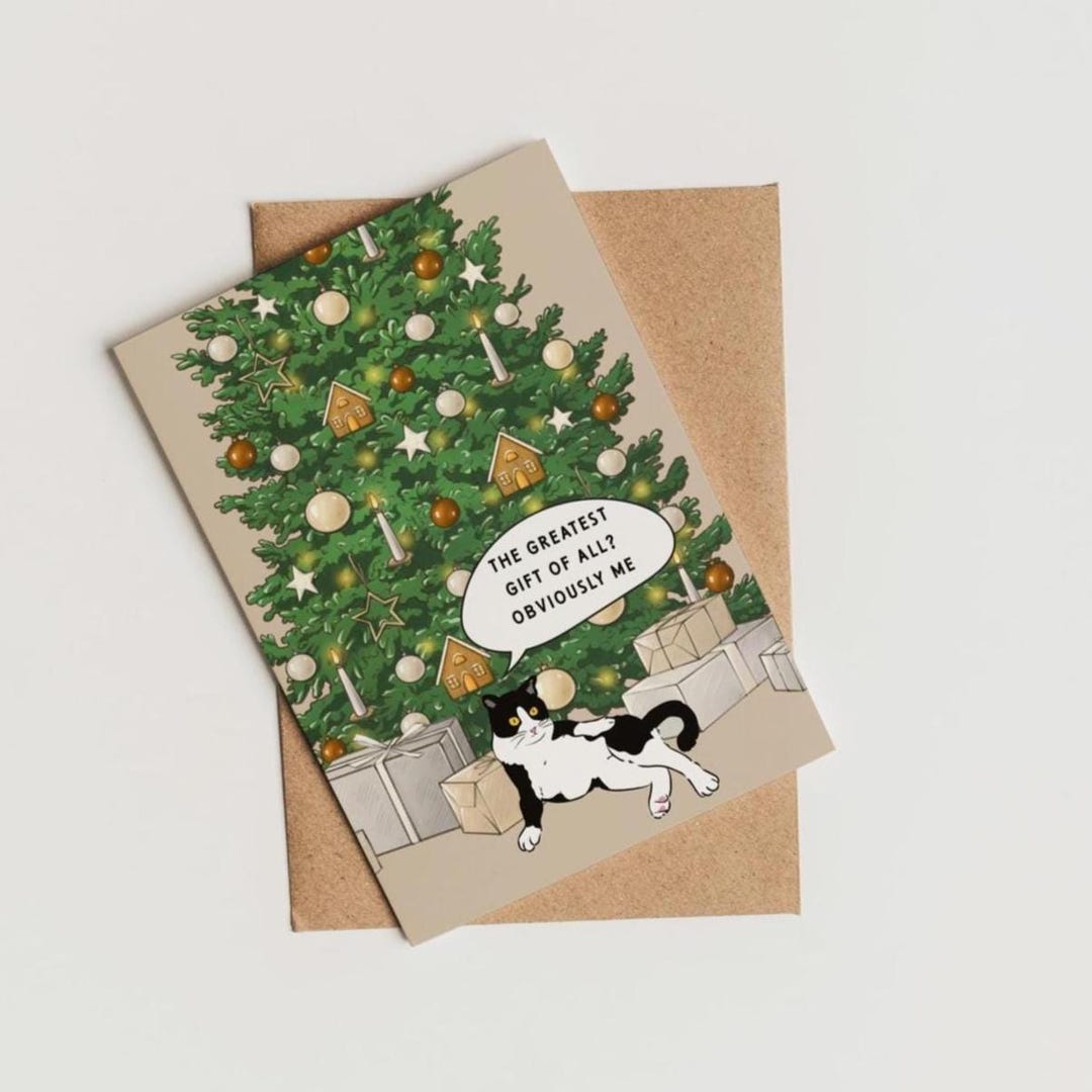 Cat Christmas Card | Cat Lovers | Funny Cat Card | Seasonal Card - Etsy
