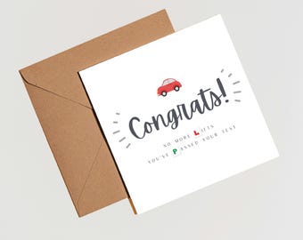 Driving Test Pass Card | Congrats On Passing Your Test | New Driver Card