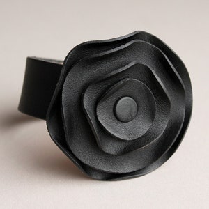 Black Leather Scarf Cuff, Use Like a Shawl Pin To Hold Scarf In Place image 1