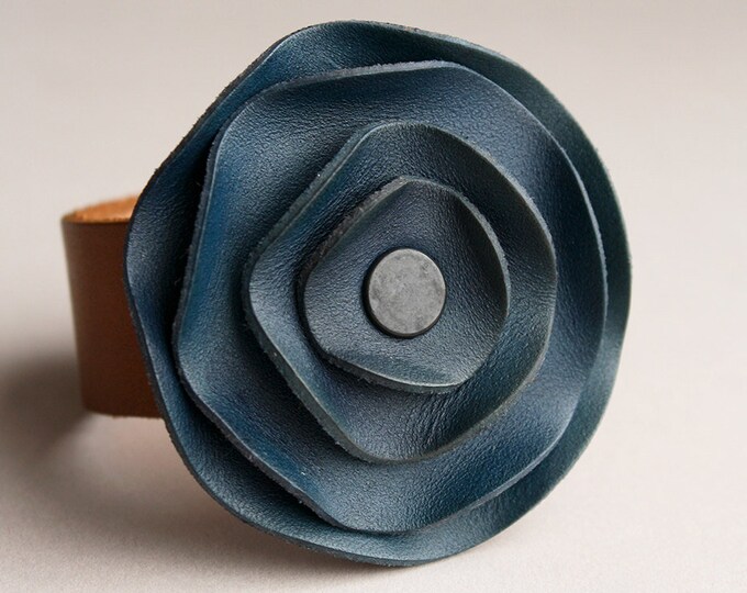 Leather Cuff Leather Scarf Cuff Navy Blue Leather Navy Etsy
