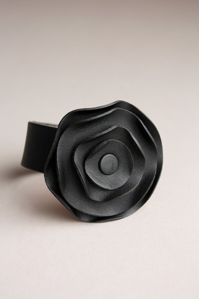 Black Leather Scarf Cuff, Use Like a Shawl Pin To Hold Scarf In Place image 1
