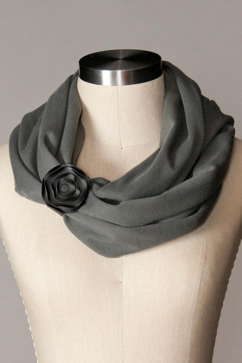 Black Leather Scarf Cuff, Use Like a Shawl Pin To Hold Scarf In Place image 3