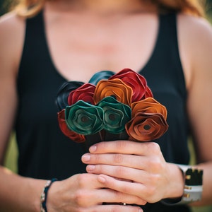 Leather Poppy Scarf Cuff, Red Leather Flower Holds Scarf In Place image 4