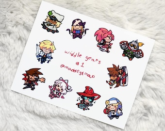 Guilty Gear - Widdle Gears 10pc Sticker Sheet - [Waterproof Matte] or [Sparkle Holo]