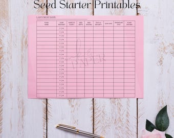 Druckbarer Samen Startplaner | Gartenlogbuch PDF | Pflanzzeit für Innen, Saatgut Bestand & Tracker | Digitales Garten Journal