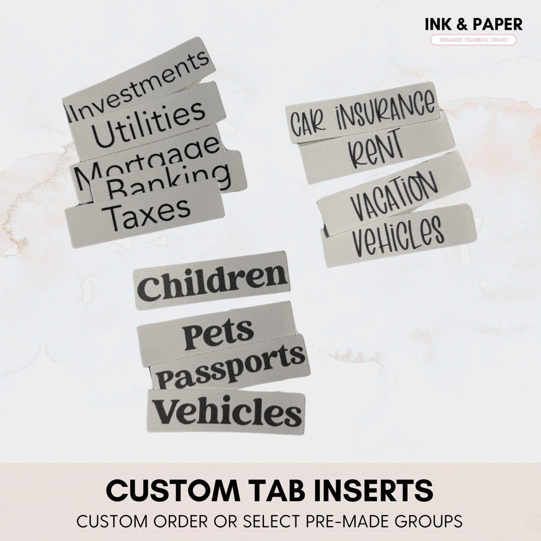 Custom Tab Inserts for Hanging File Folders Pre-cut | 65lb White ...