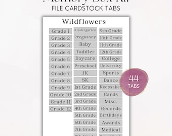 MEMORY BOX tabs – Custom Memory Box Tabs - File Folder Labels in 8 Font Options, White Cardstock Perfect for Organizing Keepsakes