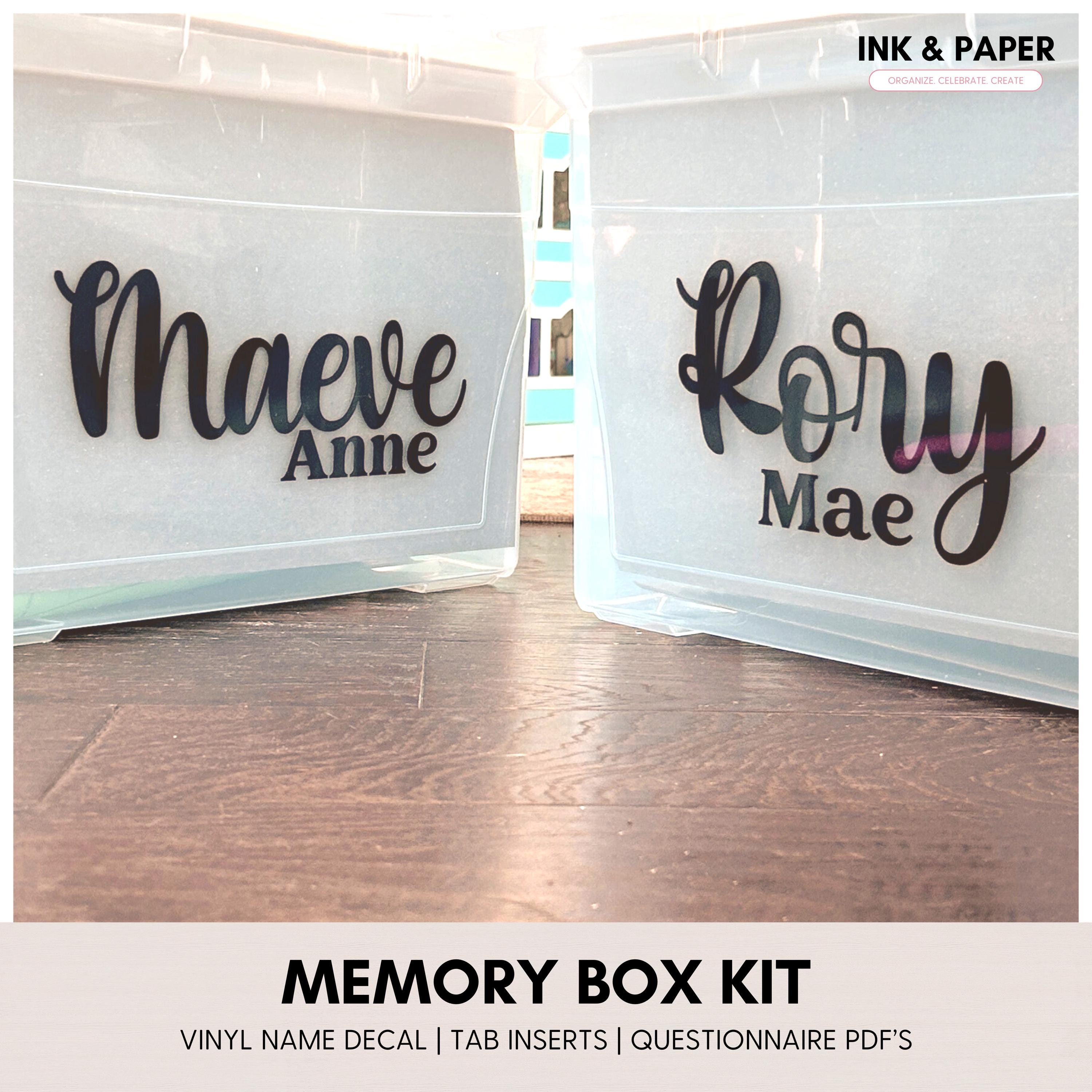 Memory Box Kit | Custom Vinyl Name Decal, File Folder Tabs ...
