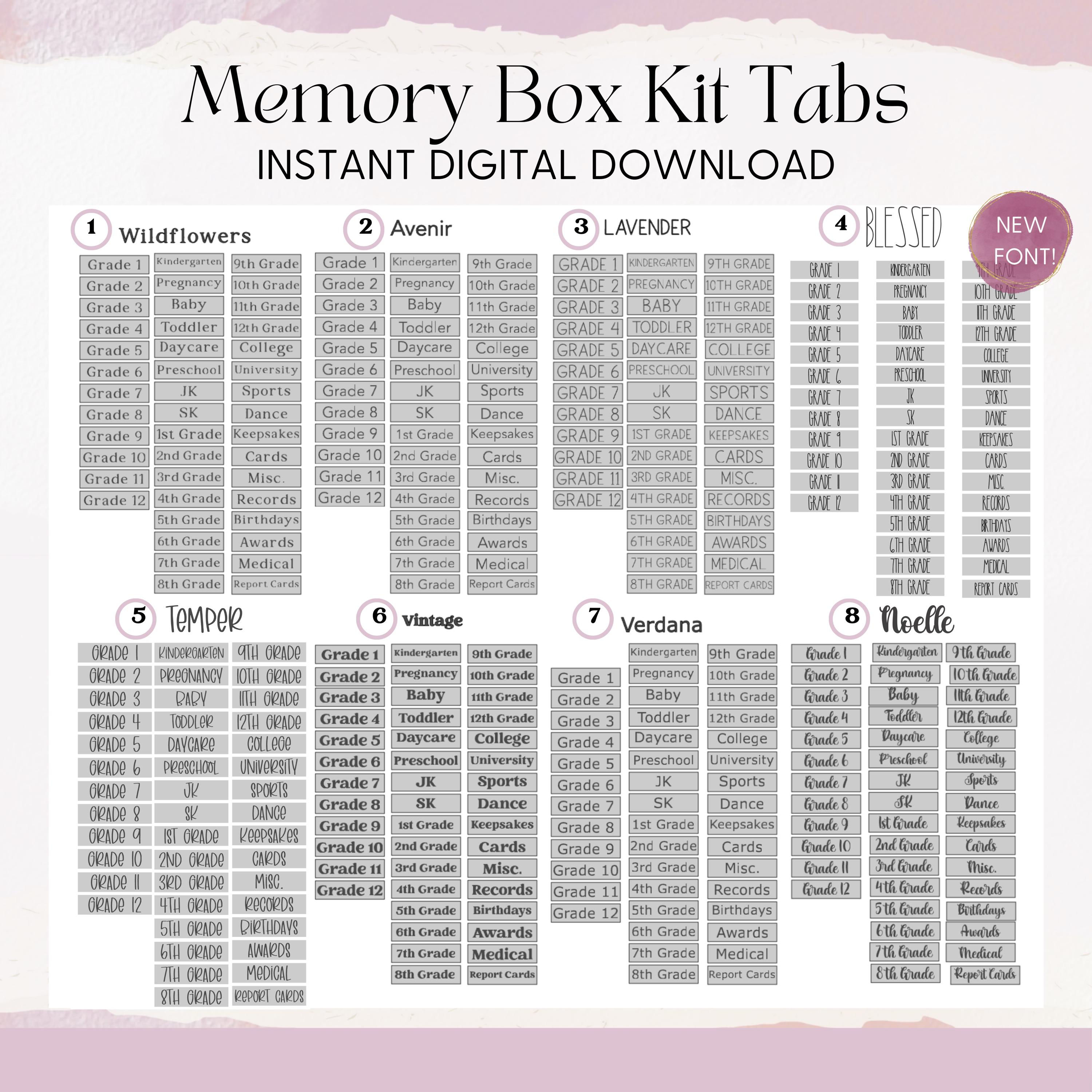 Memory Box Kit | Custom Vinyl Name Decal, File Folder Tabs ...