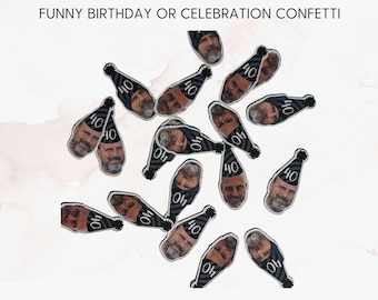 Custom Funny Face Confetti | Personalized Birthday Party Decor with Hat and Age | Personalized Adult, Kid or Pet Cutouts