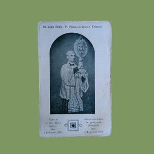 1930年代、フランスの聖エマールの布製聖遺物と絵、聖遺物、カトリックの宗教カード、エマールの聖堂