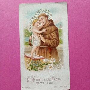 19. Jahrhundert, Heiliger Antonius von Padua, religiöses Bild, antike religiöse Karte, katholische Gebetskarte, Lithographie, Andachtsbild, 1895