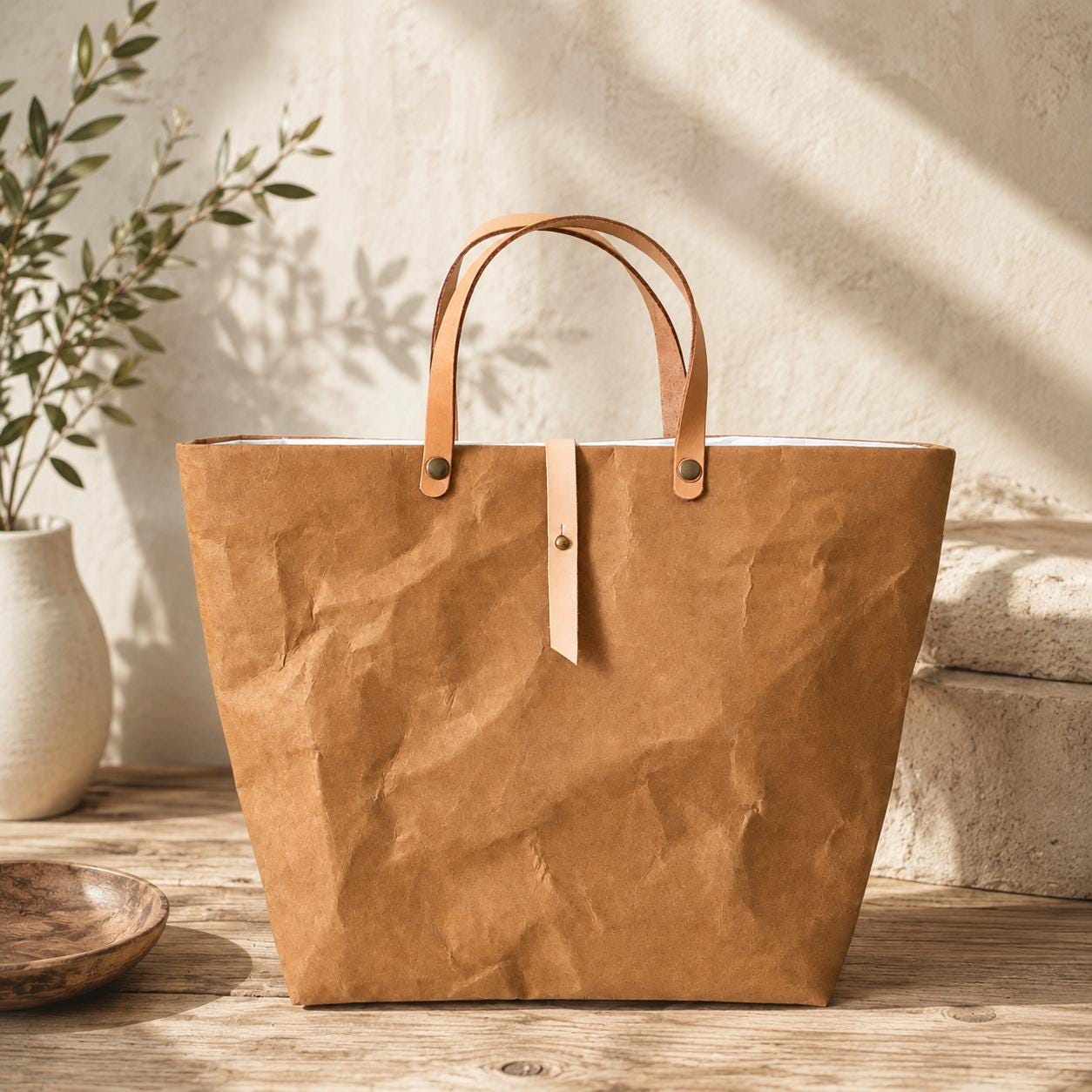 Small Tyvek Kraft Paper Tote Bag: Washable Eco-Friendly Market Bag