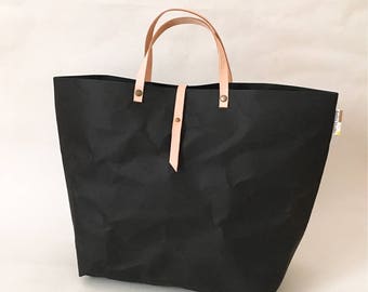 Tote Bag with Closure no lining  : Tyvek and Kraft paper tote bag/market bag/handbags/lunch bag/shopping bag/washable bag and eco friendly