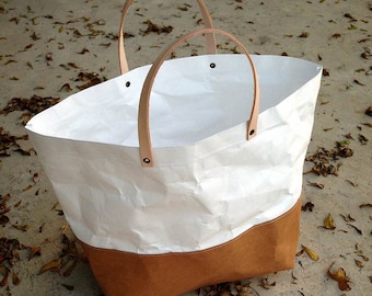 Tote Bag S/M/L : Tyvek and Kraft paper tote bag/market bag/handbags/lunch bag/washable bag and eco friendly