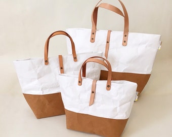 Tote Bag with Closure : Tyvek and Kraft paper tote bag/market bag/handbags/lunch bag/shopping bag/washable bag and eco friendly