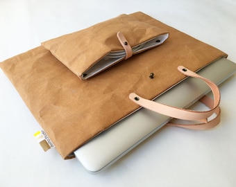 MacBag : Tyvek and kraft paper simple laptop bag/pocket bag/laptop case/laptop sleeve/macbook bag for macbook 13 inch/Electronics Cases