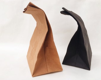 ABSOK Tyvek Borsa Termica Per Pranzo Donna, Marrone, In Carta Resistente E Impermeabile, Richiudibile Con Zip, Per Lavoro E Picnic