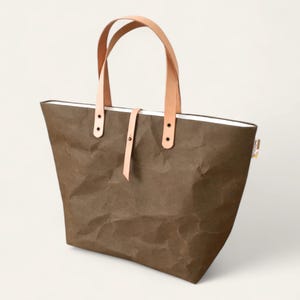 Borsa tote in Tyvek e carta Kraft di GRANDE dimensione per spalla, lavabile, con chiusura ed ecologica