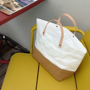 Tote Bag Large : Tyvek and Kraft paper tote bag/market bag/handbags/lunch bag/washable bag and eco friendly