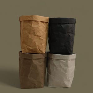 Cesto portaoggetti n. 11: Cesto portaoggetti in carta kraft/Cesto da cucina/Sacchetto per la biancheria/Sacchetto ecologico/Cestino di carta/Carta da cancelleria/Sacchetto di carta lavabile
