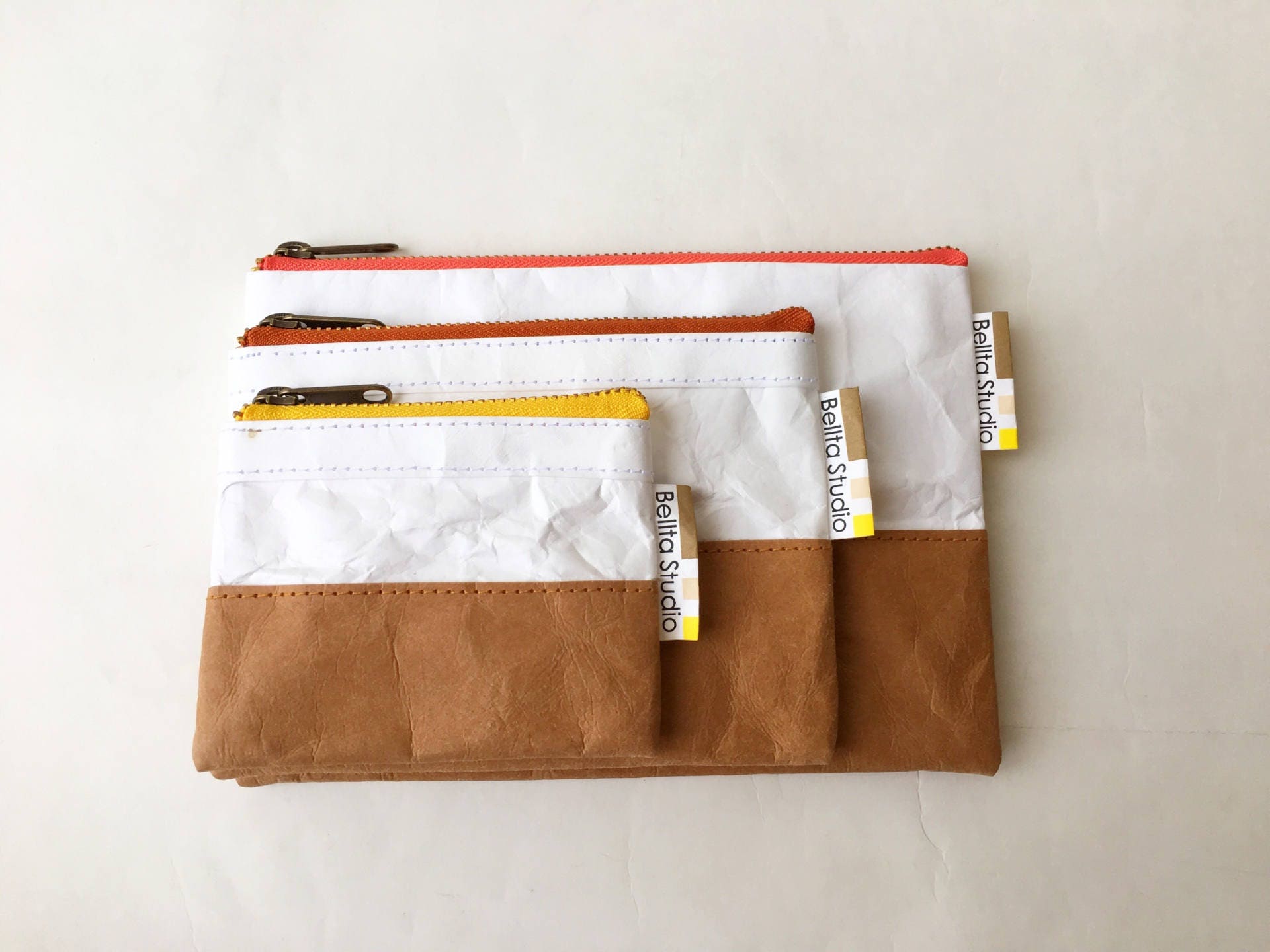 Pencil Bag - Pen Pouch - Durable Tyvek Kraft Color with Zipper closure - In