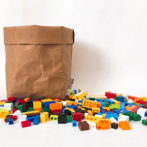 Cestino portaoggetti in carta kraft ecologica, 15x15x18 cm, per giocattoli, articoli per bambini, forniture per ufficio